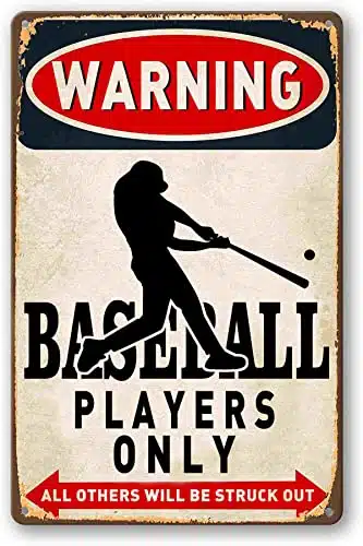 Boy's Baseball Gifts Baseball Poster Warning Baseball Players Only Sign Boys Room Decorations For Bedroom x Inch ()
