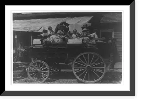 Historic Framed Print, Off to the berry farms of Maryland. Taken on Fell Point, Baltimore, Md. Courtesy of Maryland Child Labor Committee. Location Baltimore, Maryland., x