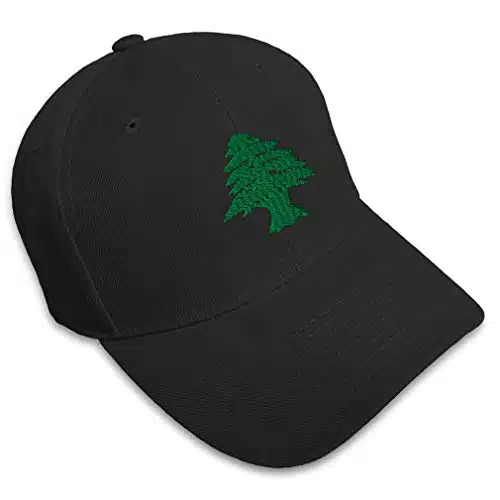 Custom Baseball Cap Lebanon Flag Tree Seal Embroidery Asia Acrylic Dad Hats for Men & Women Black Design Only