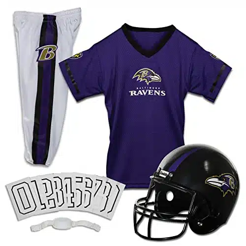 Franklin Sports Baltimore Ravens Kids Football Uniform Set   NFL Youth Football Costume for Boys & Girls   Set Includes Helmet, Jersey & Pants   Small