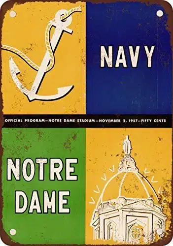 Navy vs. Notre Dame Vintage Look Reproduction Metal Tin Sign XInches