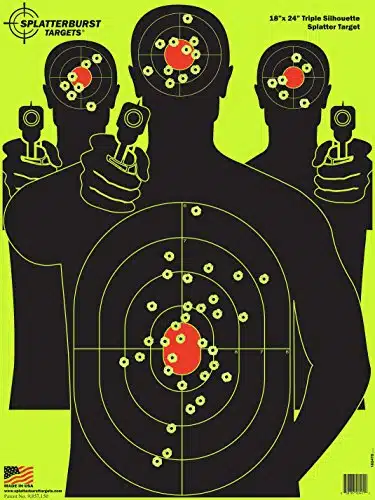 Splatterburst Targets   x inch   Triple Silhouette Splatter Target   Easily See Your Shots Burst Bright Fluorescent Yellow Upon Impact   Made in USA (Pack)