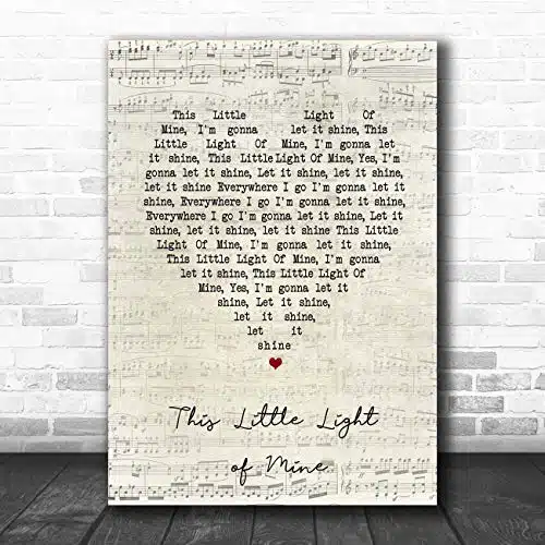 The Card Zoo This Little Light of Mine Script Heart Song Lyric Print