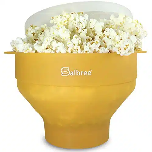 The Original Salbree Microwave Popcorn Popper, Silicone Popcorn Maker, Collapsible Microwavable Bowl   Hot Air Popper   No Oil Required   The Most Colors Available (Yellow)