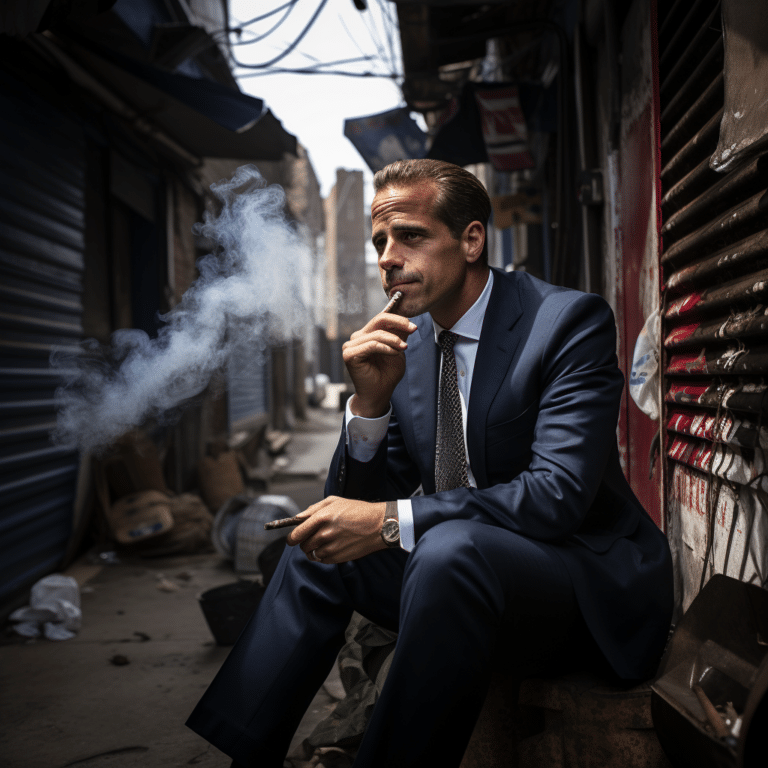 hunter biden smoking a pipe in an alley