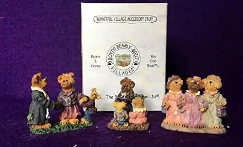 Boyds Bearly  Built Villages #Pastor Bearberg with Mrs. Lambeart & Tad, Shirley, Agnes and Blanche, Miss Appleby with Betty Lou & Skeeter