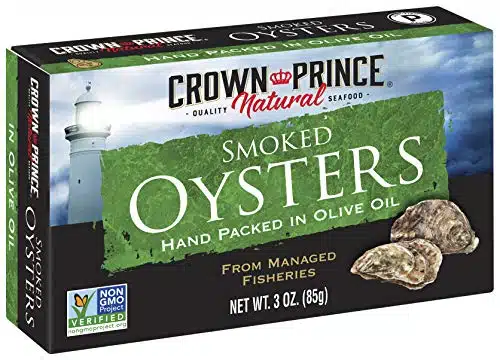Crown Prince Natural Smoked Oysters in Pure Olive Oil, Ounce Cans (Pack of )