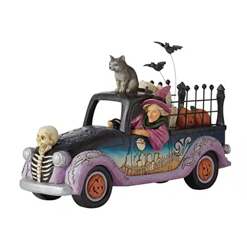 Enesco Jim Shore Heartwood Creek Halloween Pickup Truck Figurine, Inch, Multicolor, Black