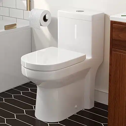 HOROW HWMT S Small Toilet Long x ide x High Piece Short Compact Bathroom Tiny Mini Commode Water Closet Dual Flush Concealed Trapway, '' Rough in