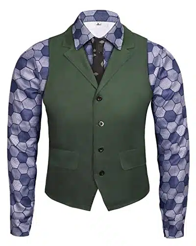 Heath Ledger Joker Halloween Costume for Man Knight Shirt Vest Tie Suit