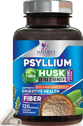 High Absorption Psyllium Husk Capsules mg, Natural Soluble Fiber Supplement Non GMO Gluten Free Digestive Support, Psyllium Fiber Caps Support Digestion & Regularity   Capsule