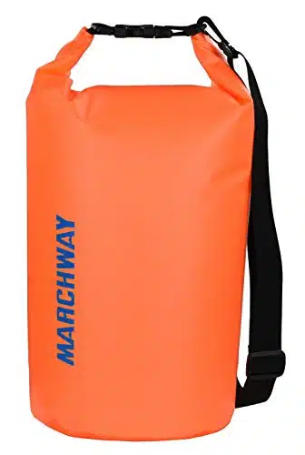 MARCHWAY Floating Waterproof Dry Bag Backpack LLLLL, Roll Top Sack Keeps Gear Dry for Kayaking, Rafting, Boating, Swimming, Camping, Hiking, Beach, Fishing (Orange, L)