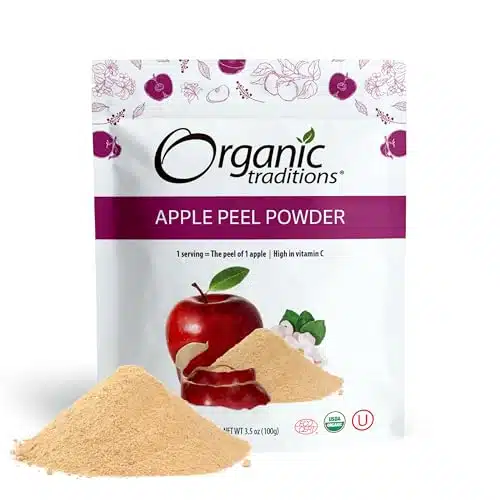 Organic Traditions Organic Apple Peel Powder  Vegan Non GMO Powdered Fruit  oz (g) Bag