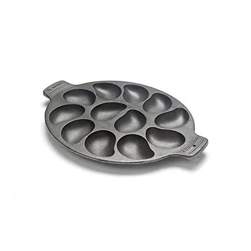 Outset Cast Iron Oyster Grill Pan, Cavities, Black