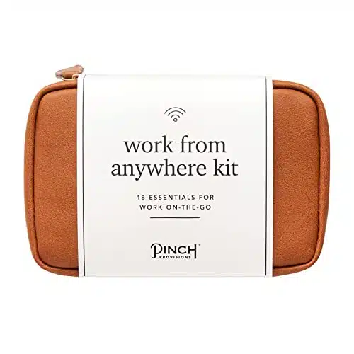 Pinch Provisions Work from Anywhere Kit, Includes Essentials to Help You Stay on Task, Must Have Essentials, Compact Multi Functional Vegan Leather Pouch.