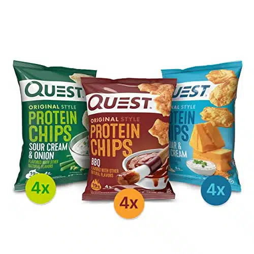 Quest Nutrition Protein Chips Variety Pack, (BBQ, Cheddar & Sour Cream, Sour Cream & Onion), High Protein, Low Carb, Ounce (Pack of )