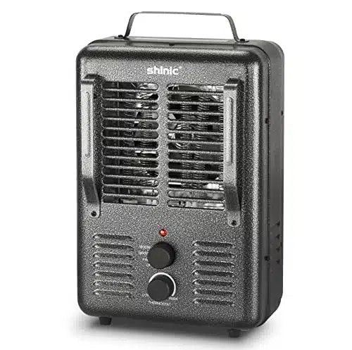 Shinic Space Heater, Milkhouse Heater with Thermostat, Stay Cool Durable Metal Housing, Overheat protection, Prong Plug, Tip Over Auto Shut Off, Utility Heater for Garage, Bed