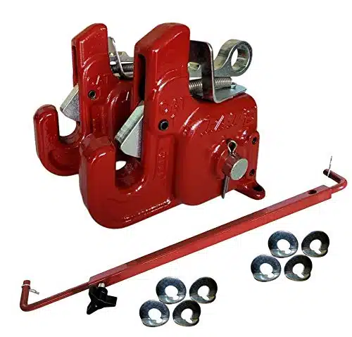 Pat's Easy Change (CAT#RED) wStabilizer Bar   Best Quick Hitch System On The Market  Flexible, Durable, and Affordable   Comes w Pair of Lynch Pin Washers